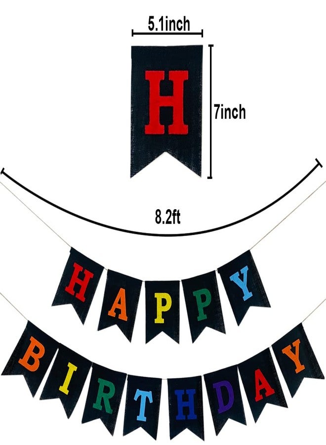 CROWNOS Colorful Happy Birthday Banner, Pre-strung Burlap Rainbow Happy Birthday Sign - Multi Color Reusable Birthday Party Decorations for Kids Boys Girls - Image 5